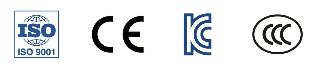 ISO 9001, CE, KC and CCC certifications